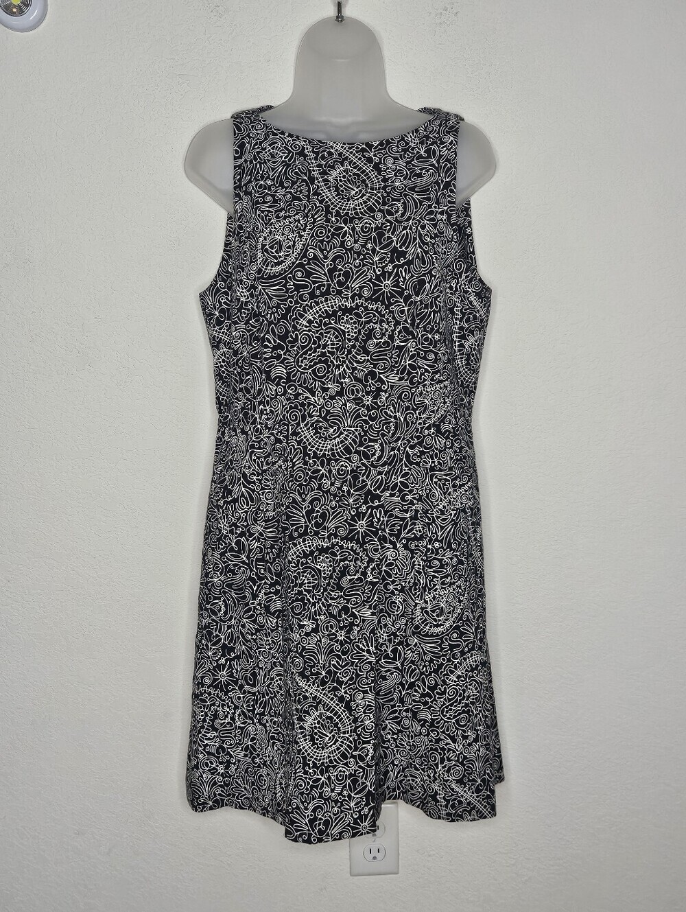 Tory Burch Brown & White Paisley Fit & Flare Dress Size 12 Silk Blend Lined